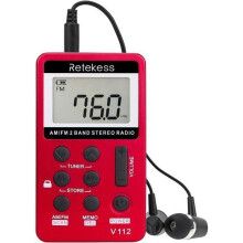 Radio FM de poche Retekess V112, radio portable FM/AM, Walkman rechargeable, réveil, prise casque, idéale pour l'extérieur et la course