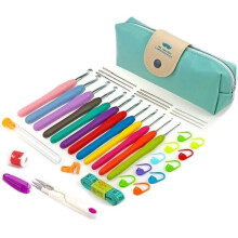 Knitting hooks, Stainless steel multicolor crochet hook needles set, 12 ergonomic knitting needles