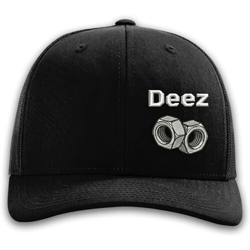 (Black, -) Αστείο καπέλο μπροστινής επιγραφής "Deez Nuts" - Για άντρες
