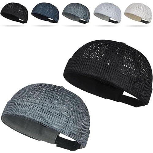 (Black+gray, -) ανδρικό σκούφο skull, διχτυωτό καλοκαιρινό - Ελαφρύ καπέλο