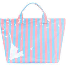 (A, -) Raidallinen PVC tote-laukku naisille, muodikas ja kestävä ostoskassi