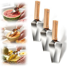 (3PCS, -) 2026 dreieckiger Wassermelonen-Schneider, Edelstahl Obstcutter mit Holzgriff