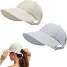 (A, -) UPF zonnebescherming baseball pet voor dames – extra brede rand met paardenstaartgat