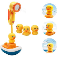 Babybadspeelgoed, babybadspelletjes voor 1-2-jarigen, doucheboot met 4 eendjes, babyspeelgoed voor 3-4-jarigen, douchekop