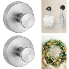 (Silver, -) Ganchos ventosa sin taladro 2025, metal colgador toallas