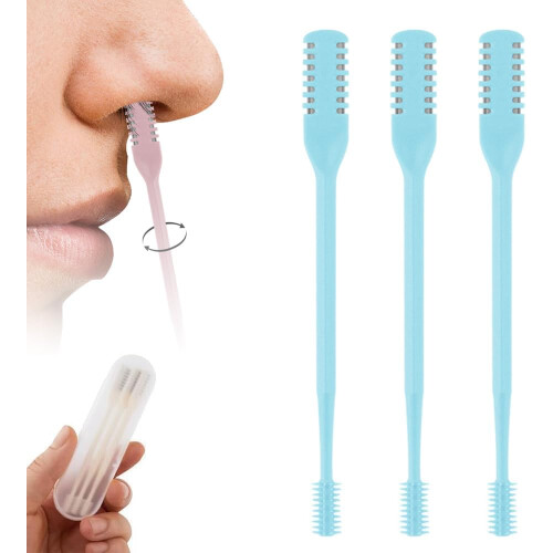 (Blue, 3 PCS) Τρίφτης μύτης & αυτιών 2 σε 1 2025, περιστροφική 360 - Αφαίρεση τριχών