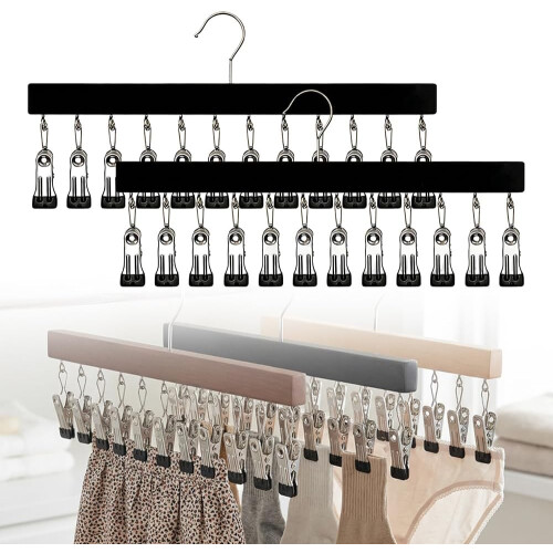 (Black-2pcs, -) Οργανωτής ντουλάπας 360 με 10 κλιπ - Για παντελόνια & φούστες