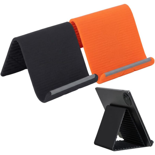(Orange+Black, -) Support téléphone pliable silicone, antidérapant angle