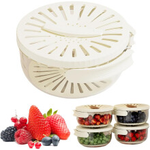 (White, -) 2 In 1 Fruit & Veg Washing Bowl, Sealed Drainer Basket with Foldable Handle