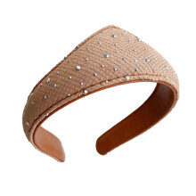 Stijlvolle Queen Design haarband voor dames, met steentjes-khaki