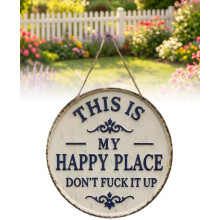 (12in, -) Vintage Metallschild "This Is My Happy Place", lustige Gartenwand Dekoration