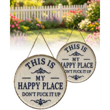 (8in+12in, -) Vintage Metallschild "This Is My Happy Place", lustige Gartenwand Dekoration