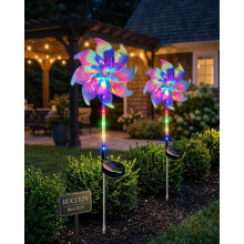 (2pcs, -) Magischer Regenbogen Solar Pinwheel Lichter, LED Garten Windradstecker
