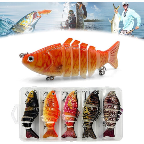 (5PCS-e, -) Leurre robot pêche 2026, nage 3D débutant pro