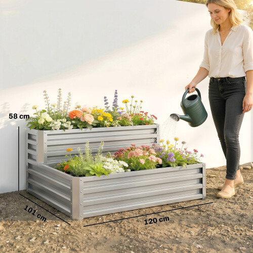 Outsunny Jardinera Gris 120 x 101 x 58 cm 2