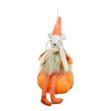 Cute Pumpkin Mouse Plush Doll Hanging Ornament Handmade Fabric