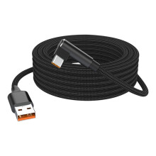Braided USB Type C Charging Cable Angled Tip for-Black 2m