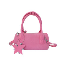 Stylish Round Handbag With Easy Access Pockets And Zipper-Pink