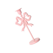 Bowknot Iron Taper Candle Holders Candlestick Holders-Pink L