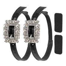 Square Rhinestones Buckles High Heel Shoelaces PU Shoe-Silver