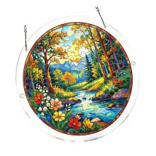 Handgeschilderde bloem glas-in-lood ornament voor slaapkamer-34