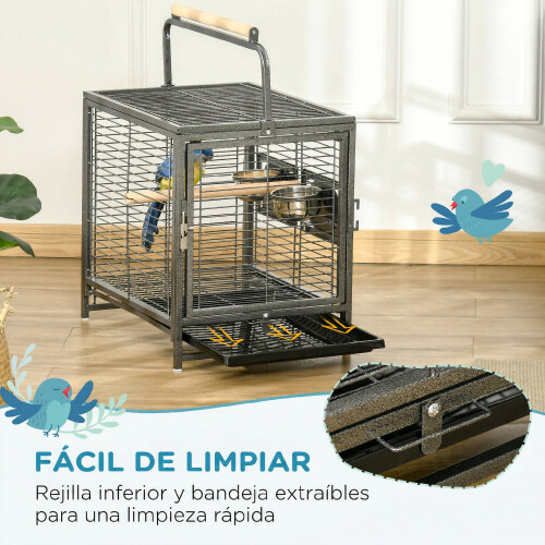 PawHut Jaula para Pájaro Negro 48 x 38 x 47.8 cm 1