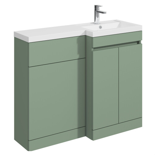 Balterley Balterley Tean 1000mm Floor Standing Compact Unit with Right Hand Polymarble Basin - Green 2