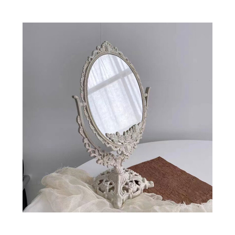 Gaatpot (Beige, ) Vintage European Style Makeup Mirror Desktop Vanity Mirror 360 Degree Rotating Portable Makeup Mirror
