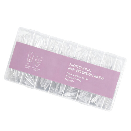 240Pcs Clear Sandwich Nail Double Forms Set With Storage-Oval