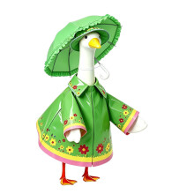 Adorable Garden Geese Sculpture Raincoat Outfit With-Green