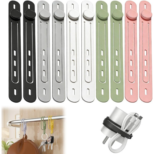 (10pc, -) Wielorazowe silikonowe opaski kablowe