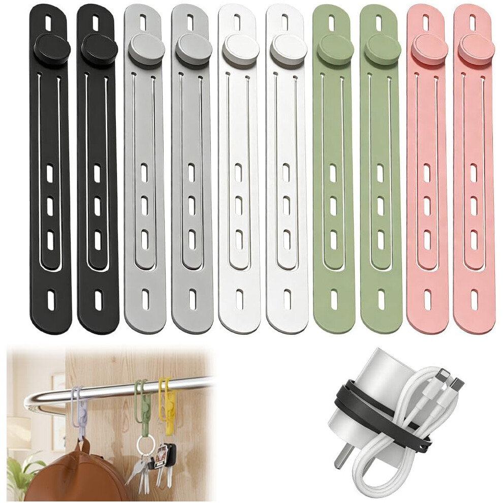 (10Pc, -) 2026 10Pc Reusable Silicone Cable Ties, Elastic Cord Management Straps 5437706786573