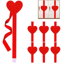 (6pcs Heart#3, -) 6 Laços de Gabinete de Corações Vermelhos, Cetim com Pingente