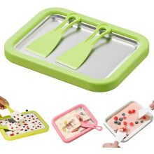 (Green, -) Rolled Ice Cream Maker Set, Edelstahl Gefrierplatte mit Schabern