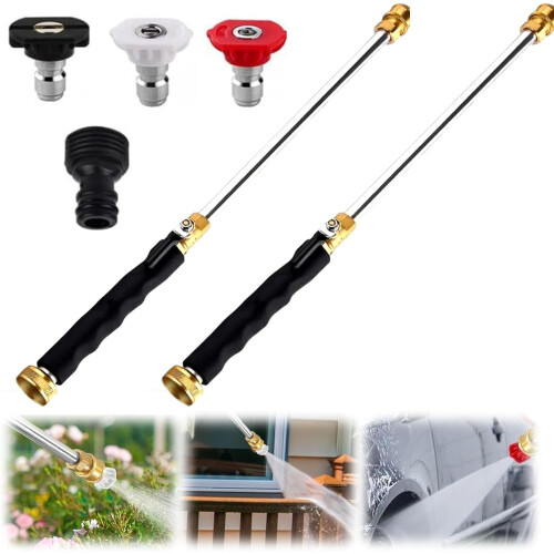 (Black 2pcs, -) Ράβδος πλυστικού υψηλής πίεσης, με 3 ακροφύσια - Ακροφύσιο λάστιχου