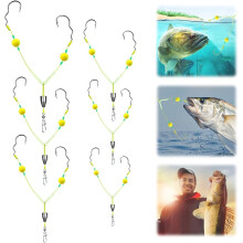 (Flipping Hook Set, -) Aparejo pesca doble anzuelo fondo, para agua dulce salada