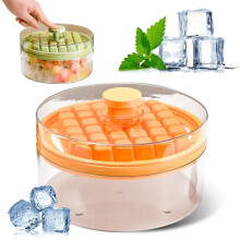 (Yellow, 1 Layer) 64 Stück Silikon Eiswürfelform mit Deckel, leicht auslösbar für Cocktails