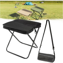 (Black, Large) Taburete plegable ligero con bolsa, para senderismo picnic