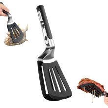 (Upgrade Black, -) Anti-Scald verlängerter Griff Zange, Edelstahl BBQ Kochspatel Klemme