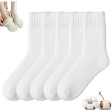 (White - 5 Pairs, -) Calzini caldi morbidi donna, peluche invernali da casa