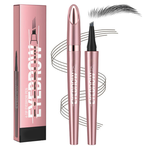 (Gray, -) Στυλό φρυδιών microblading 2026, 4 άκρες 3D αδιάβροχο - Μολύβι ζωγραφικής