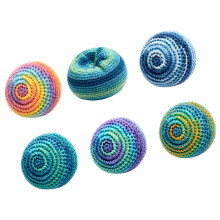 Hand Knitted Soft Yarn Footbags For Outdoor Games And-6pcs