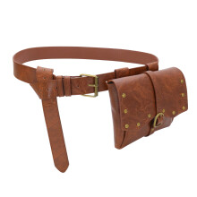 Stylish Unisex Belt Bag Set Classical PU Leather Costume-brown