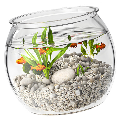 Round Fish Bowl Scratch Resistant Centerpieces Desktop Fish-L