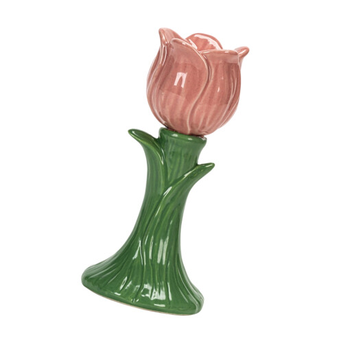 Handmade Simple Ceramic Flower Candle Stand Creative-pink