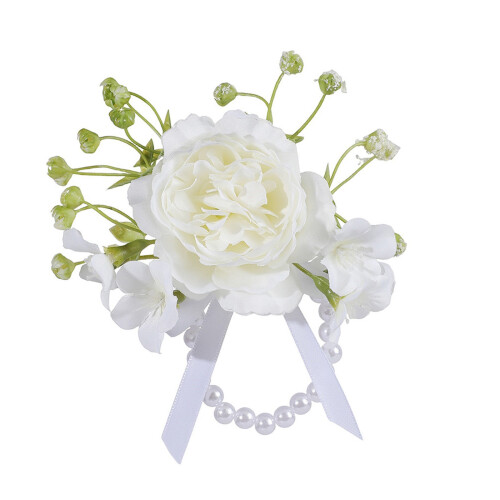 Bracelet en perles classiques, Corsage, fleur de poignet,-Blanc