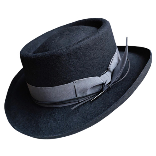Stage Performances Hat Sweatproof Hat Fisherman-black gray bow