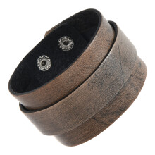 Handmade Antique Style Leather Cuff With Metal-brown