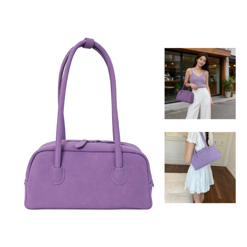 Sac à main élégant en PU de couleur unie, avec sangle-Rose 2