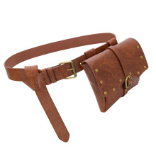PU Leather Look Waist Bag Set Offering Comfortable Wear-brown